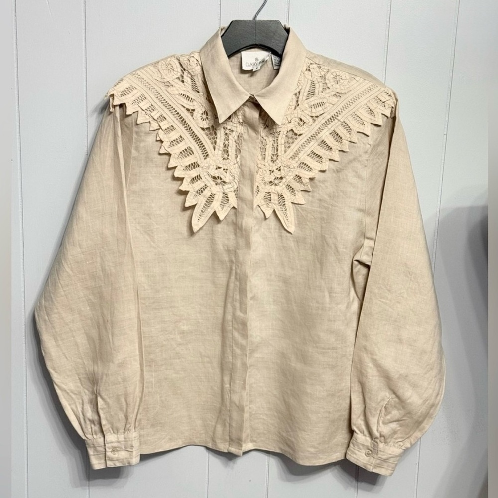 #14)  Elegant Beige Lace Blouse